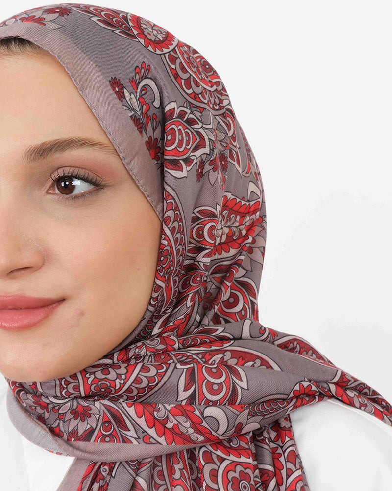 Soft Şal D057 Vizon-Kırmızı