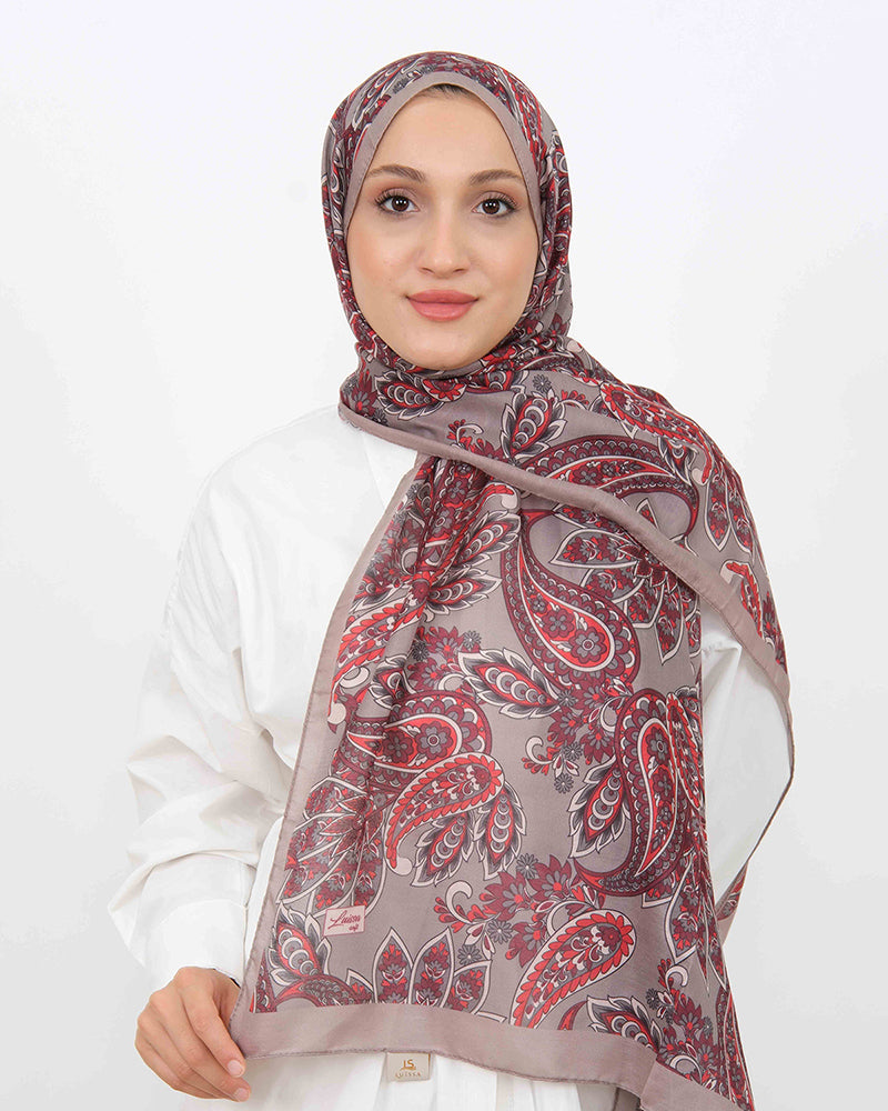Soft Şal D057 Vizon-Bordo