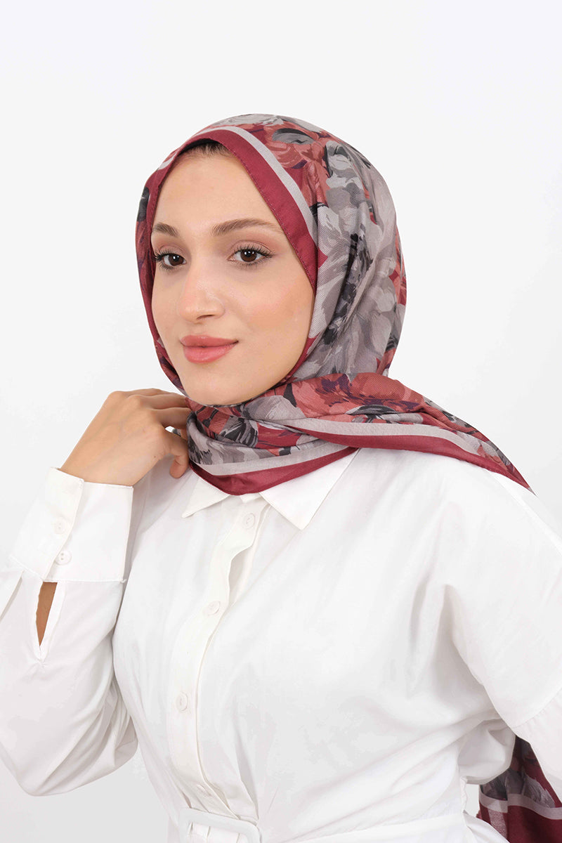 Soft Şal D061 Bordo-Gri