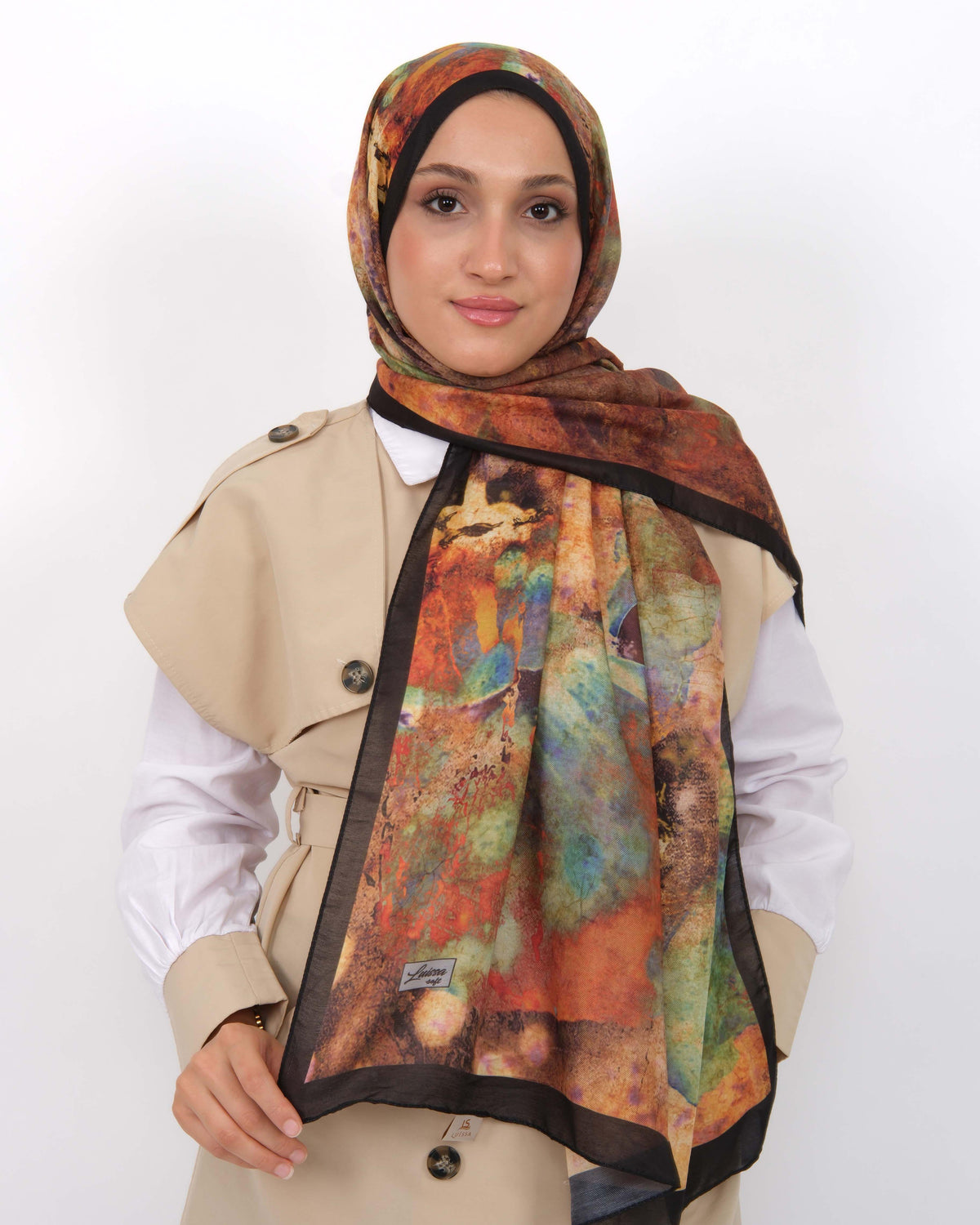 Soft Şal D064 Siyah-Kiremit