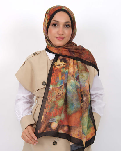 Soft Şal D064 Siyah-Kiremit