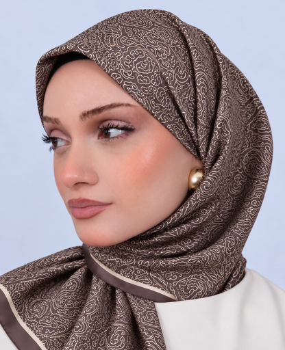 Vual İpek Eşarp D114 Açık Kahve