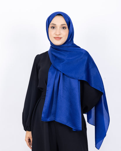Düz Kristal Şal D019 Saks Mavisi