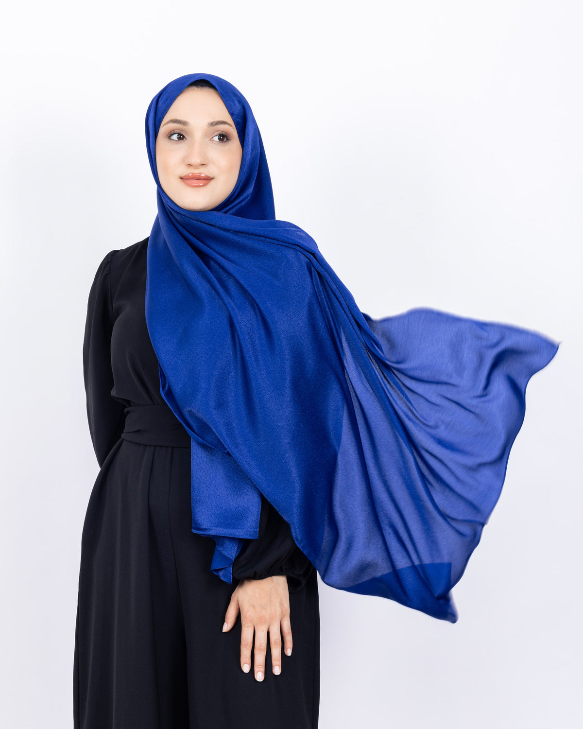 Düz Kristal Şal D019 Saks Mavisi