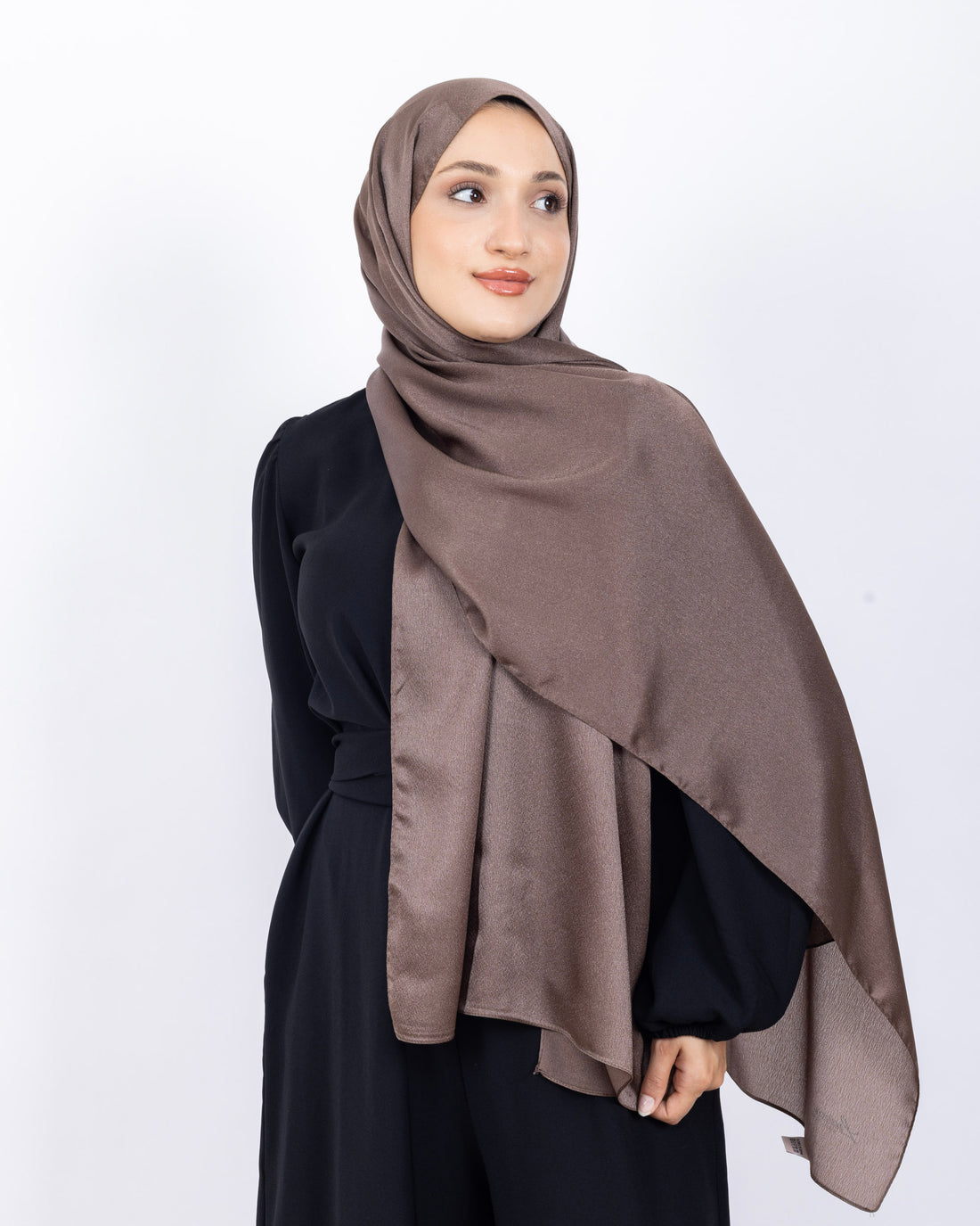 Düz Kristal Şal D019 Kahverengi