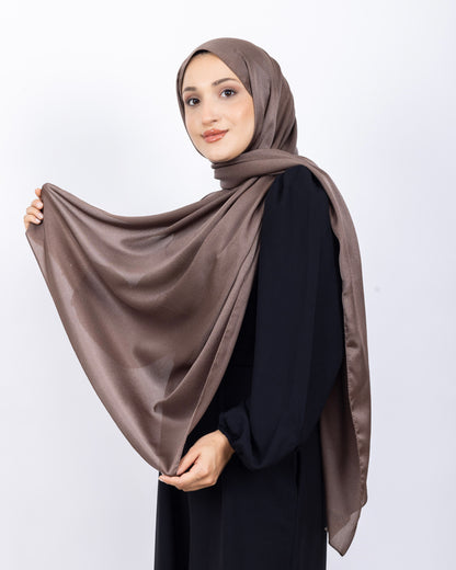 Düz Kristal Şal D019 Kahverengi