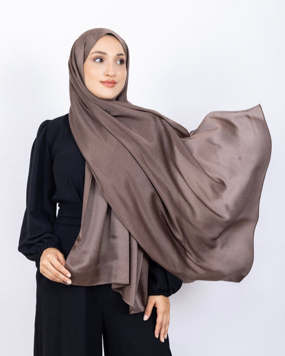 Düz Kristal Şal D019 Kahverengi