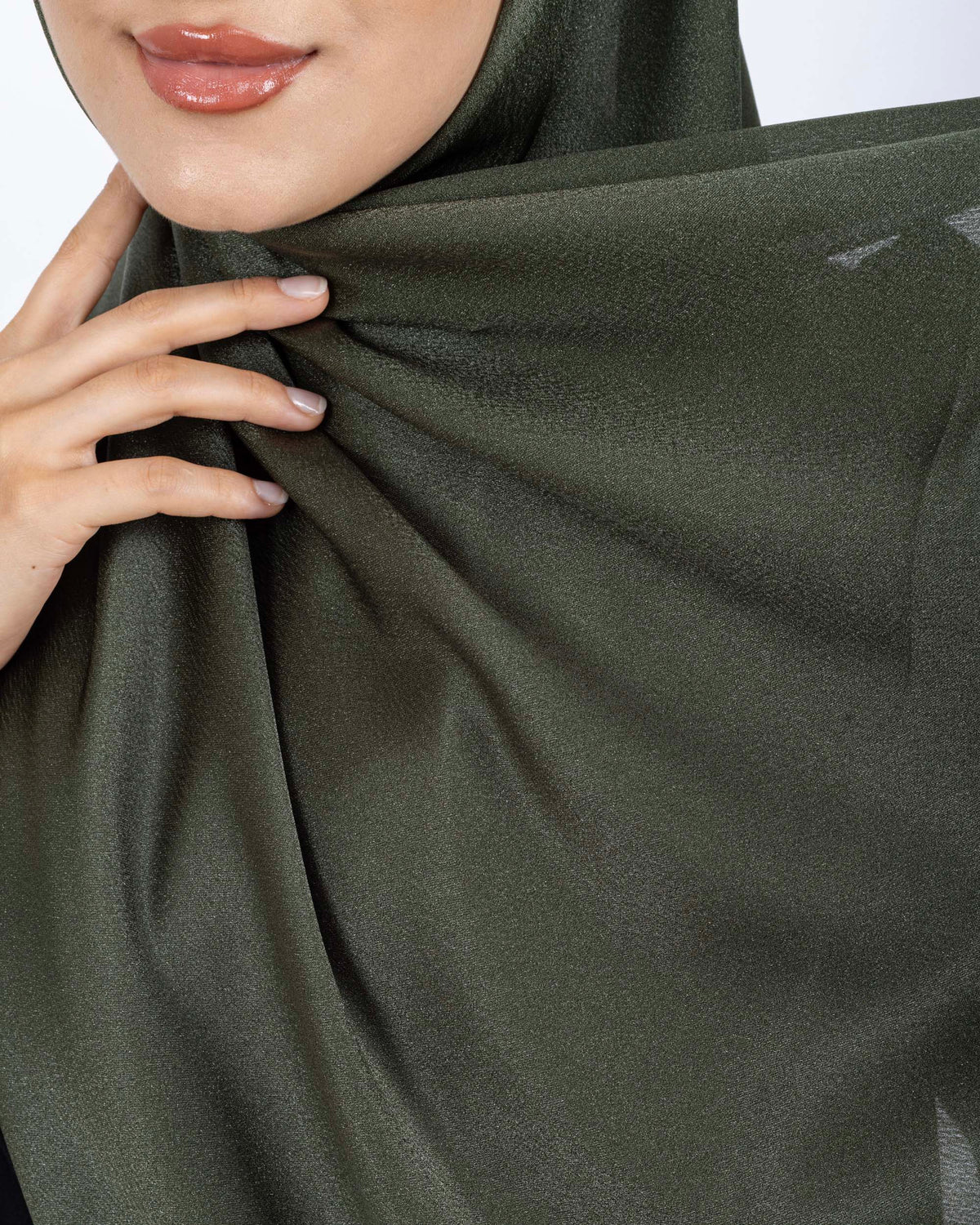 Düz Kristal Şal D019 Haki Yeşili