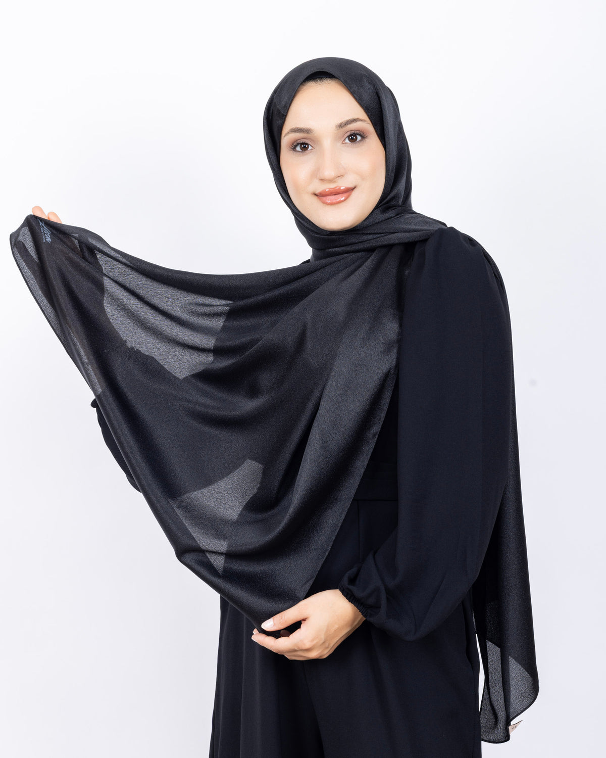 Düz Kristal Şal D019 Siyah
