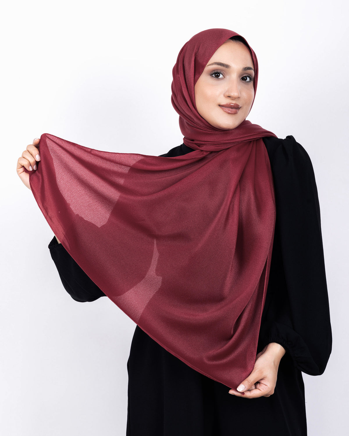 Düz Kristal Şal D019 Açık Bordo