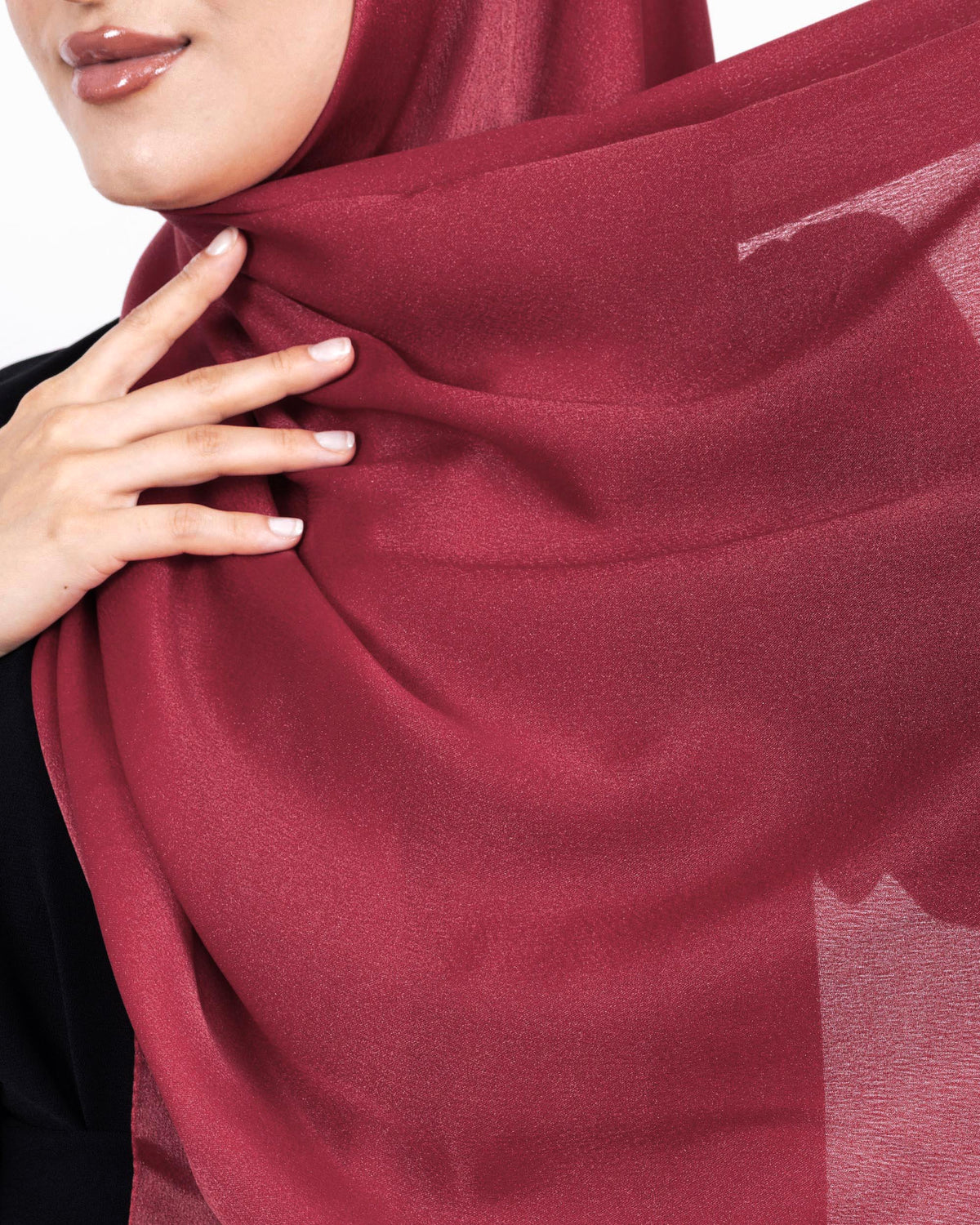 Düz Kristal Şal D019 Açık Bordo