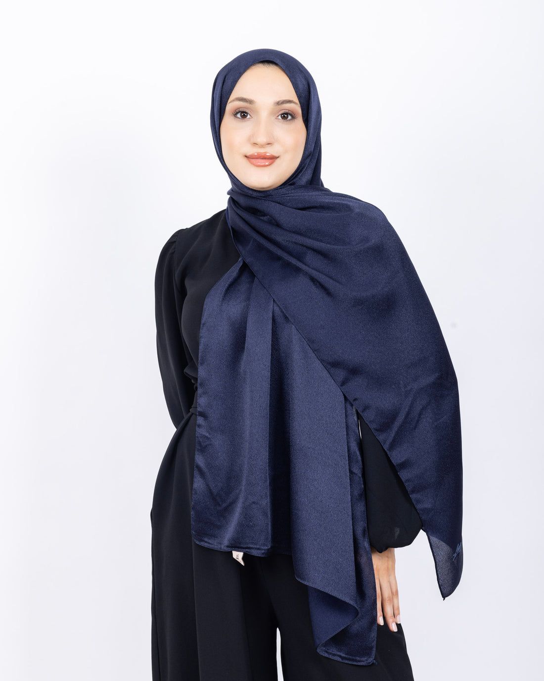 Düz Kristal Şal D019 Lacivert