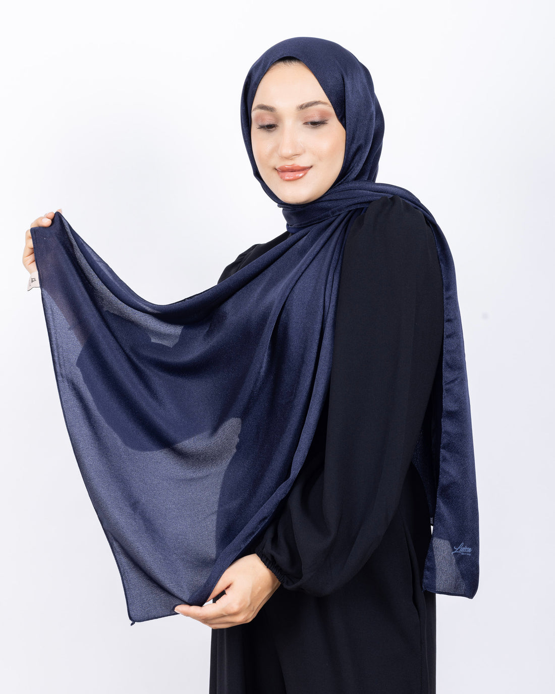 Düz Kristal Şal D019 Lacivert