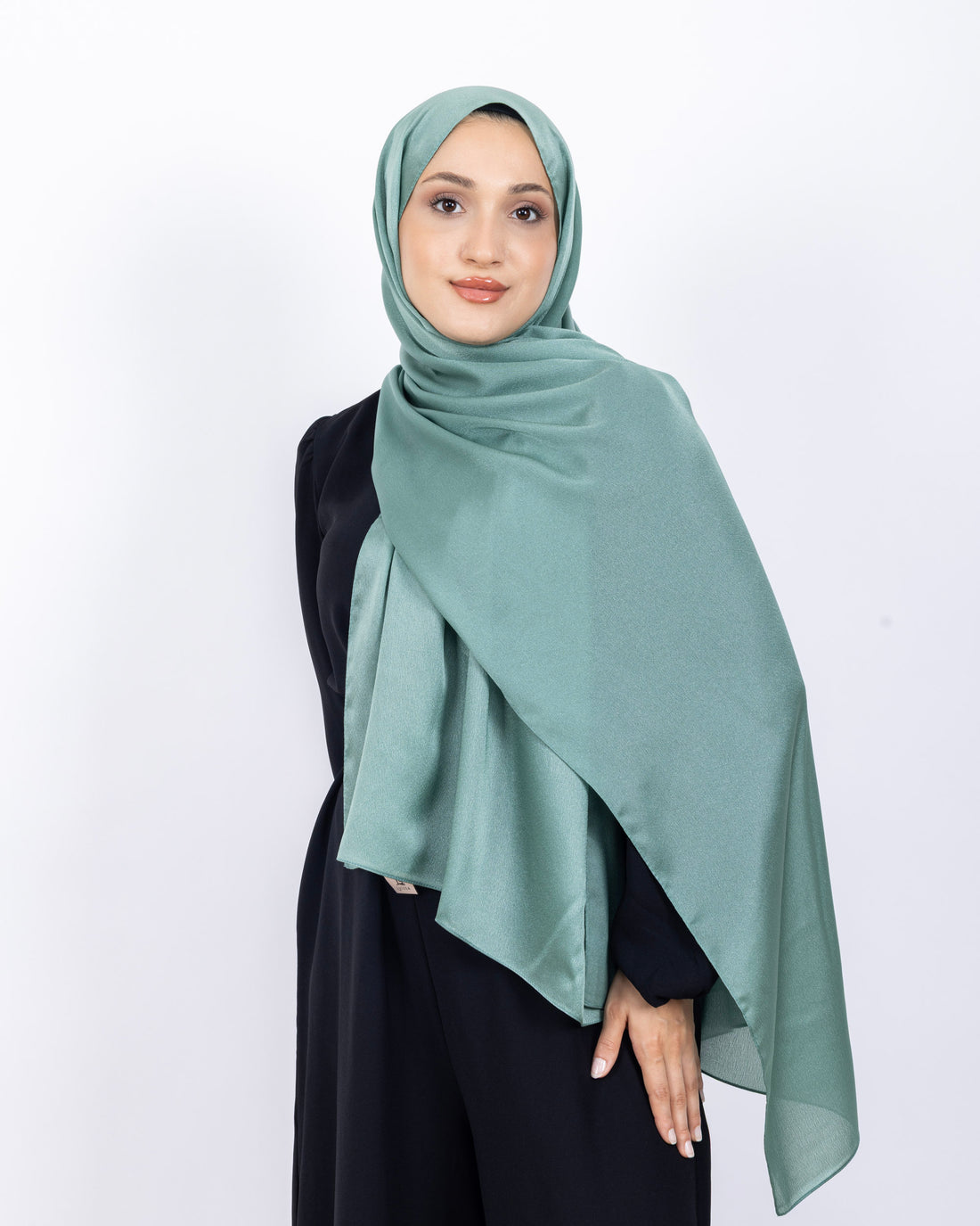 Düz Kristal Şal D019 Su Yeşili