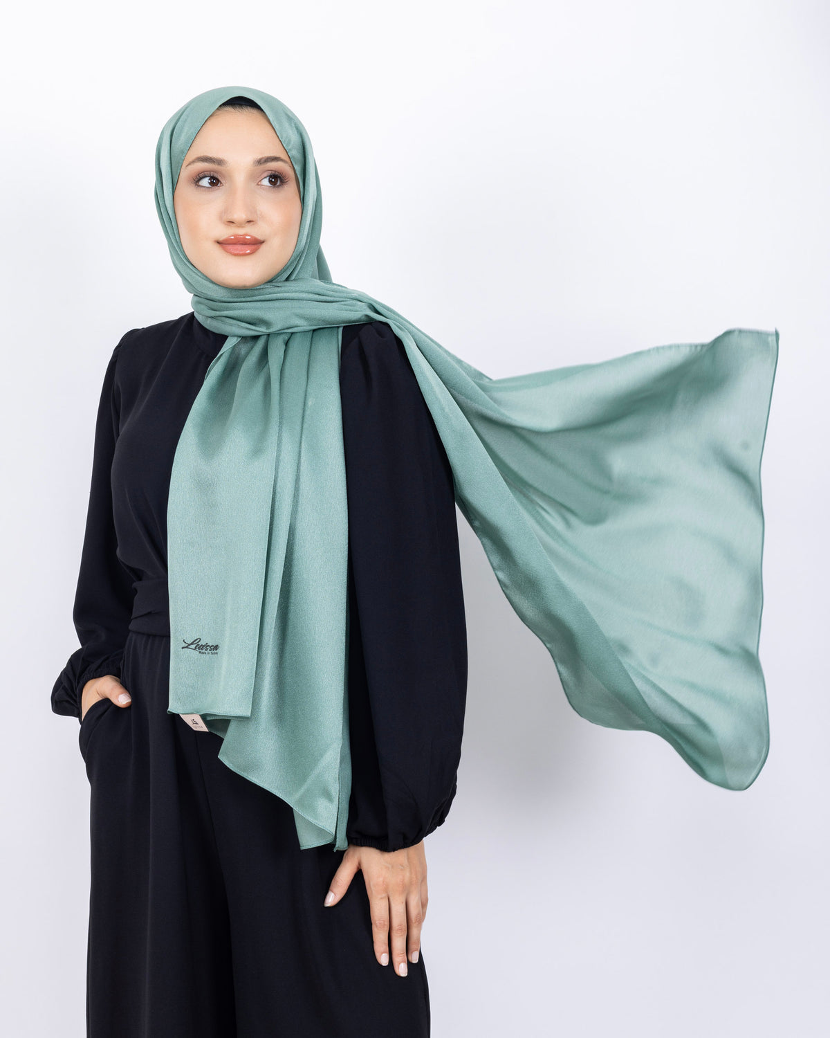 Düz Kristal Şal D019 Su Yeşili