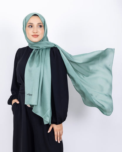 Düz Kristal Şal D019 Su Yeşili