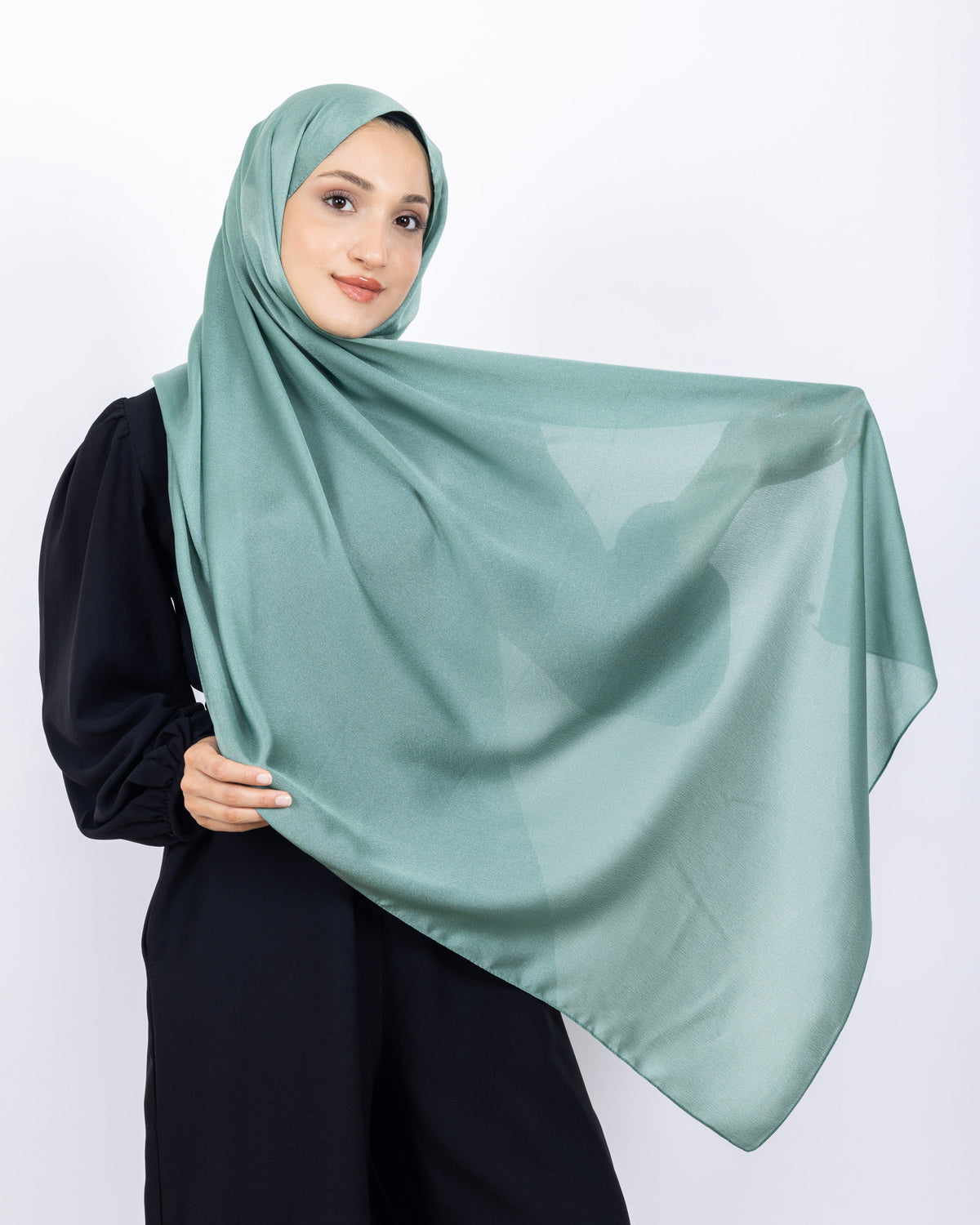 Düz Kristal Şal D019 Su Yeşili