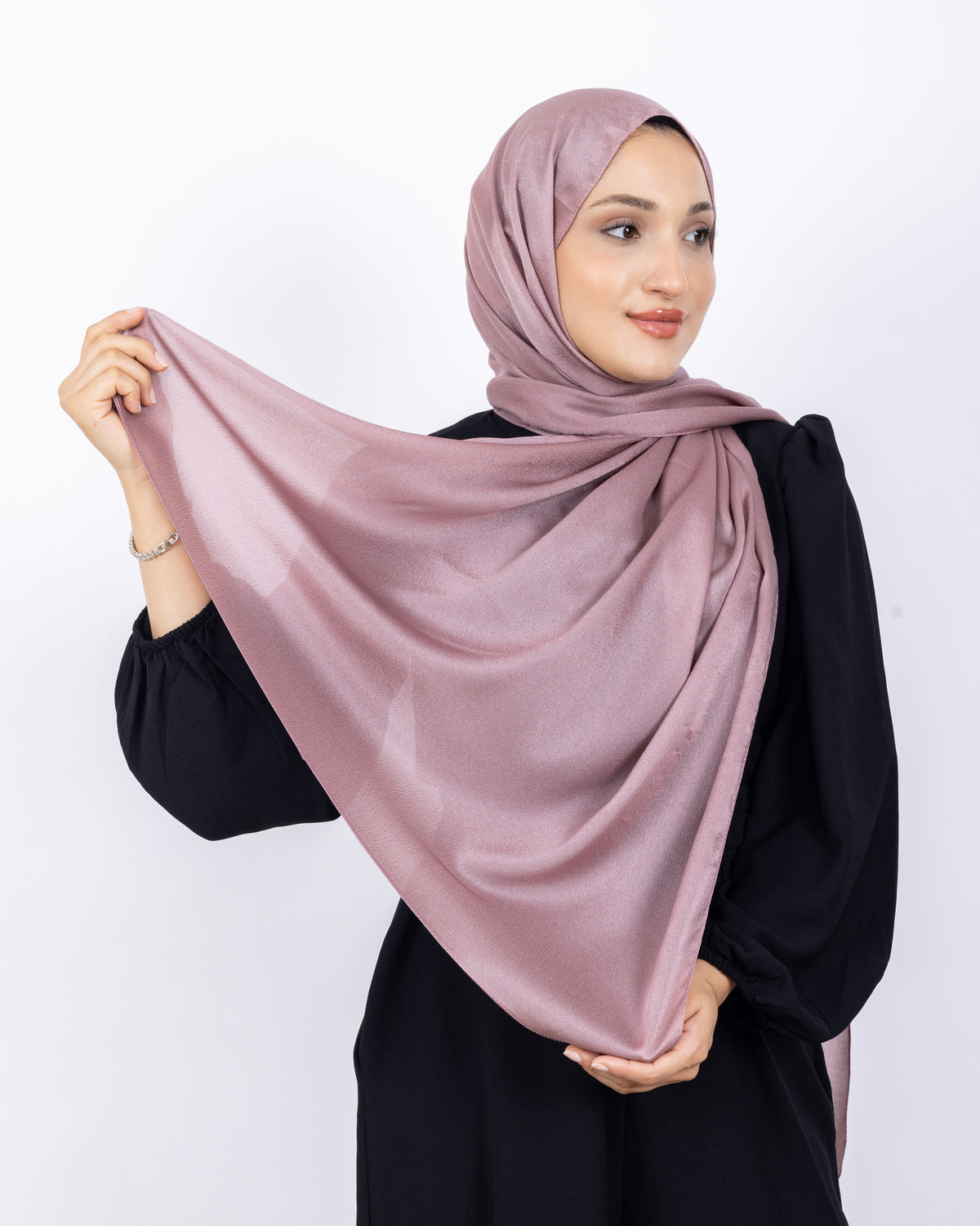 Düz Kristal Şal D019 Gül Kurusu