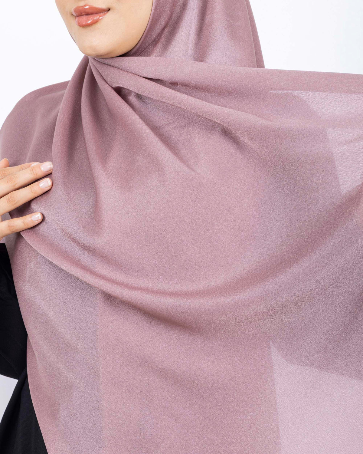 Düz Kristal Şal D019 Gül Kurusu