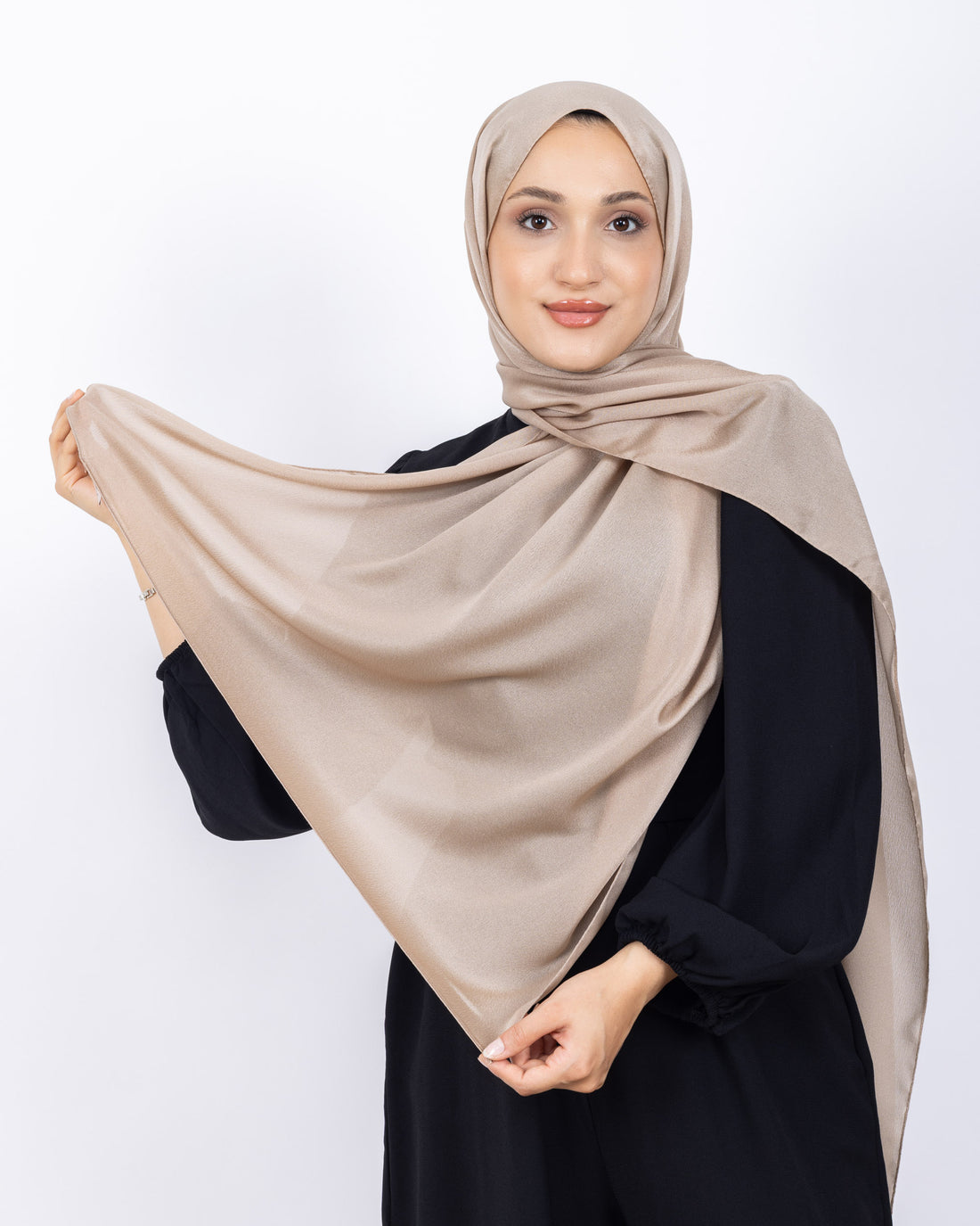 Düz Kristal Şal D019 Sütlü Kahve