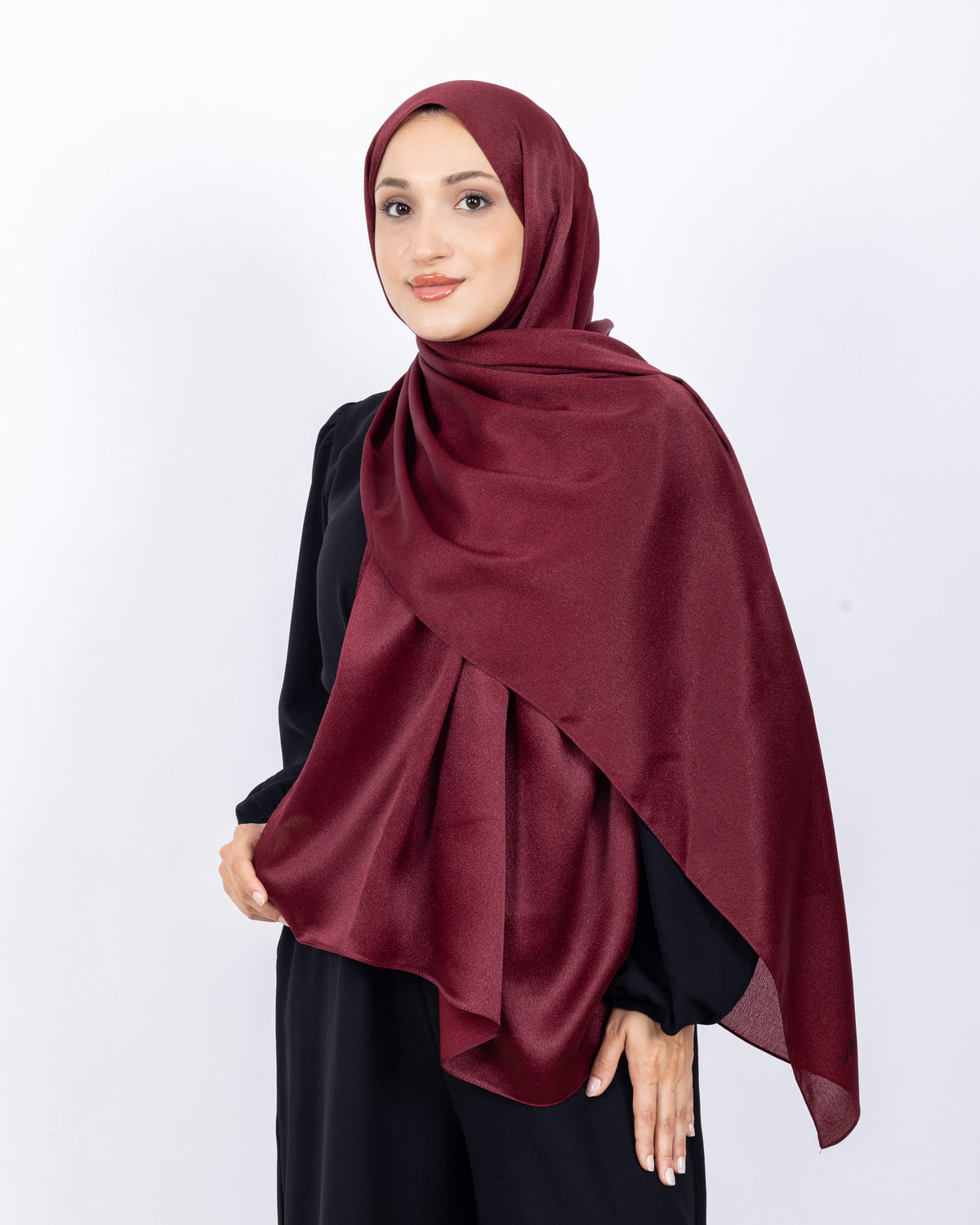 Düz Kristal Şal D019 Bordo