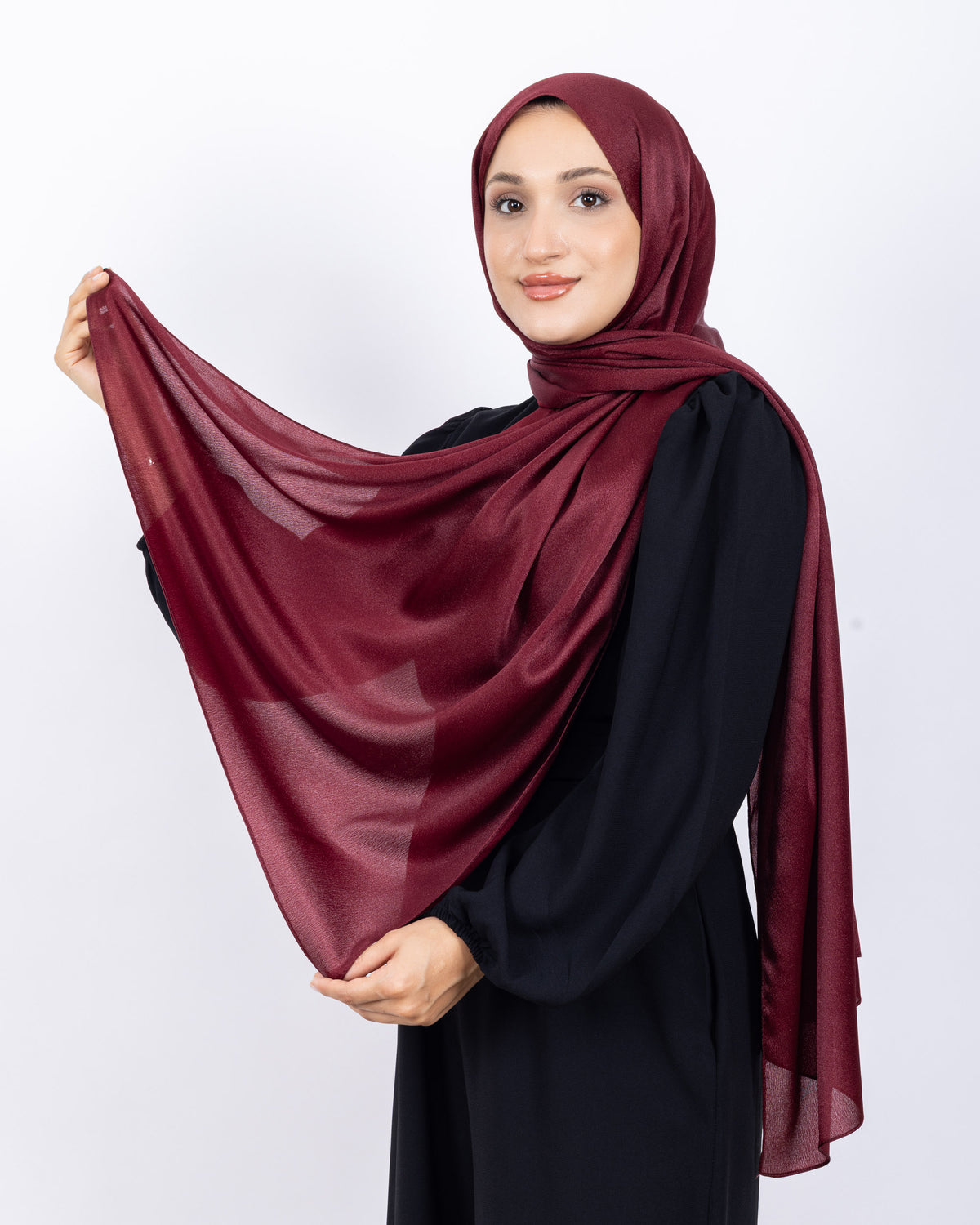 Düz Kristal Şal D019 Bordo