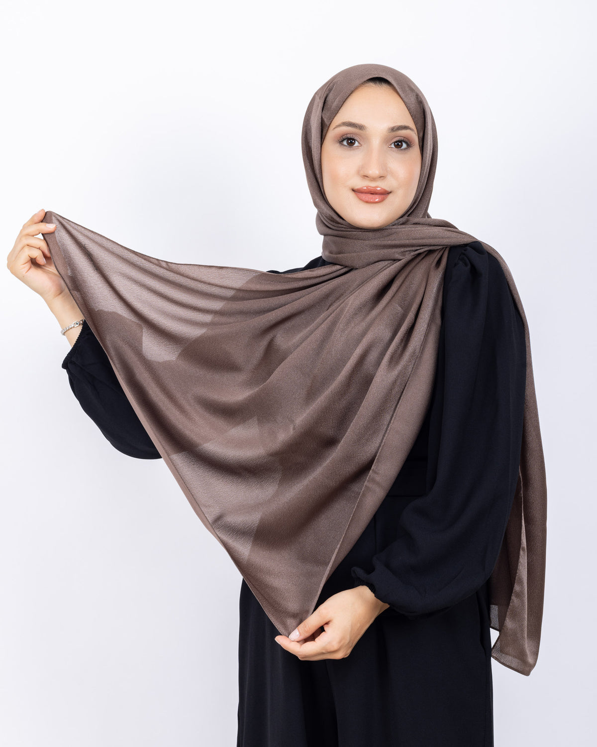 Düz Kristal Şal D019 Açık Kahve