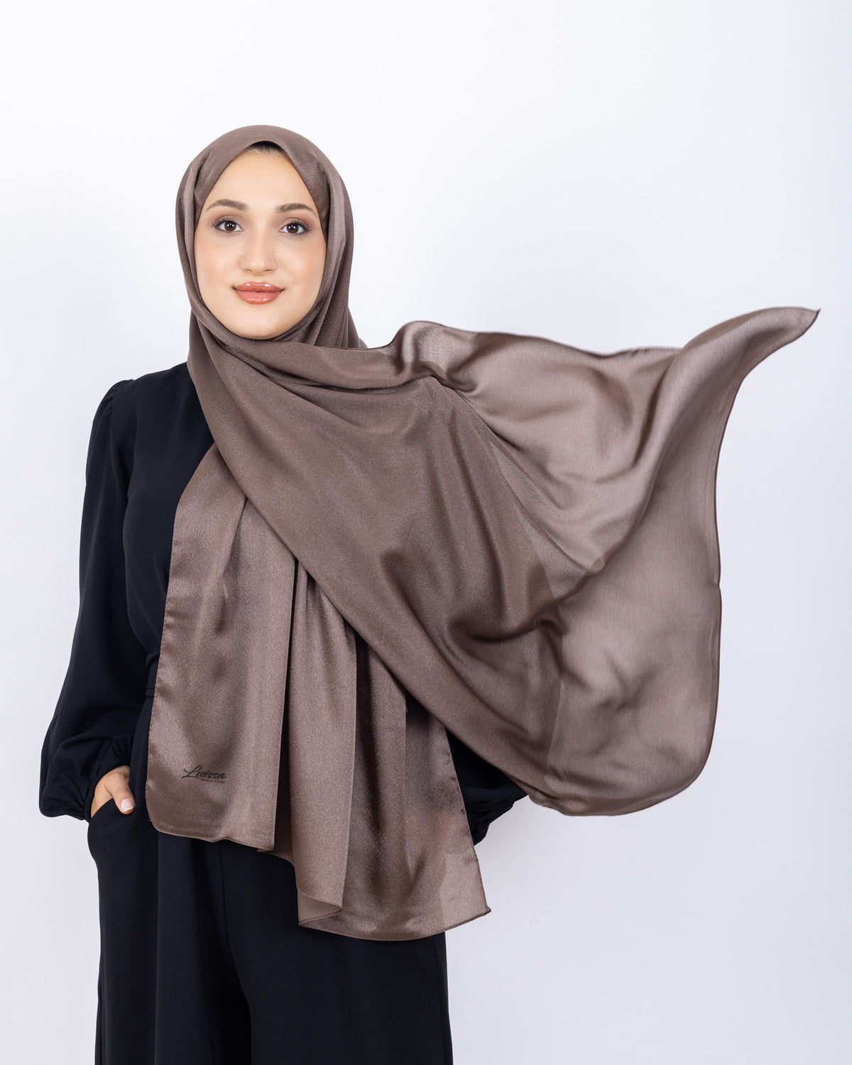 Düz Kristal Şal D019 Açık Kahve