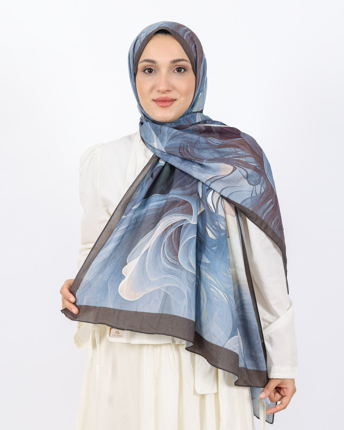 Soft Bambu Kraş Şal D052 Kahve-Mavi