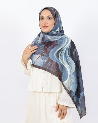 Soft Bambu Kraş Şal D052 Kahve-Mavi