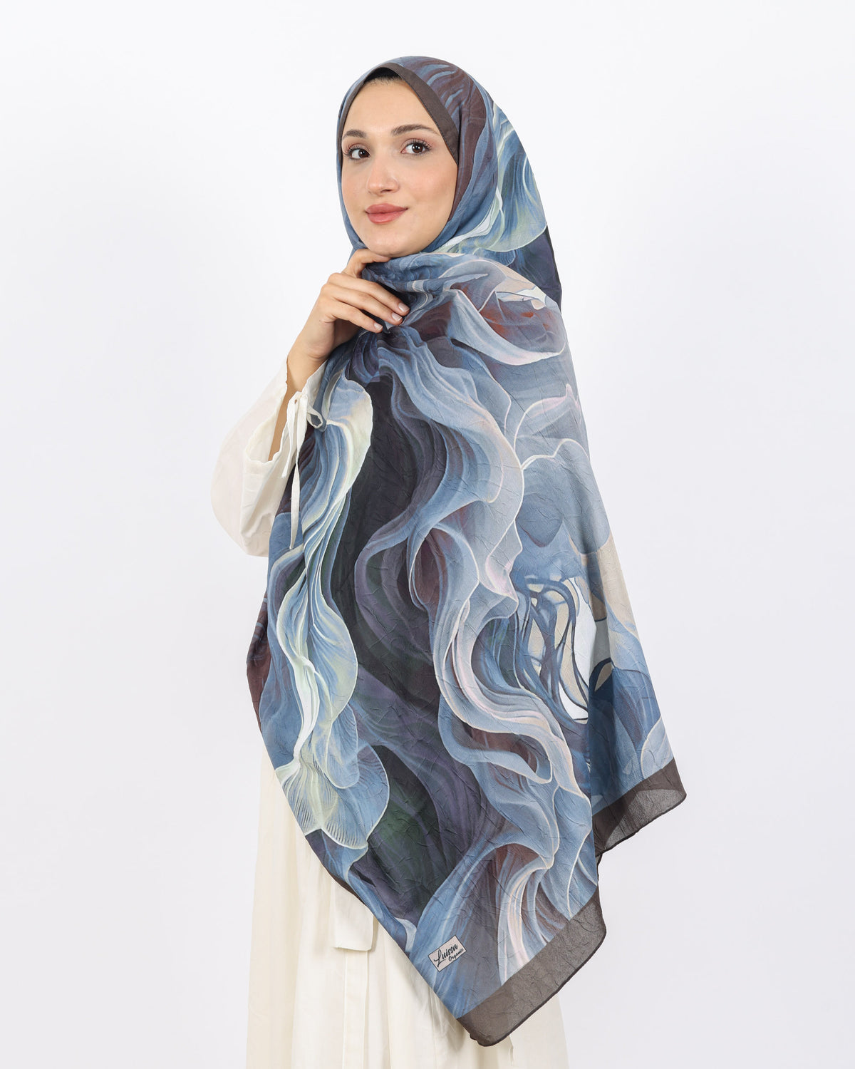 Soft Bambu Kraş Şal D052 Kahve-Mavi