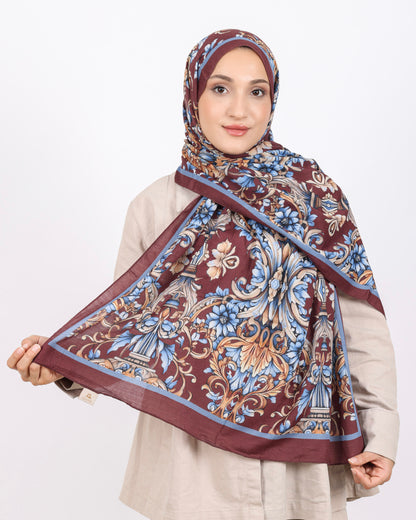 Soft Bambu Kraş Şal D040 Bordo-Mavi