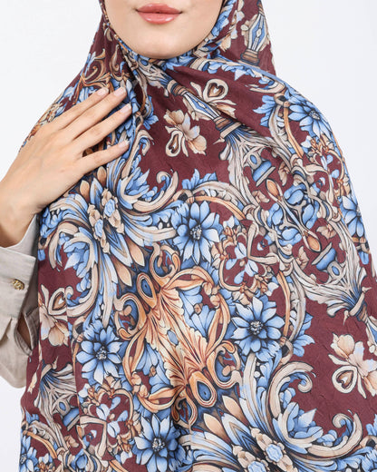 Soft Bambu Kraş Şal D040 Bordo-Mavi