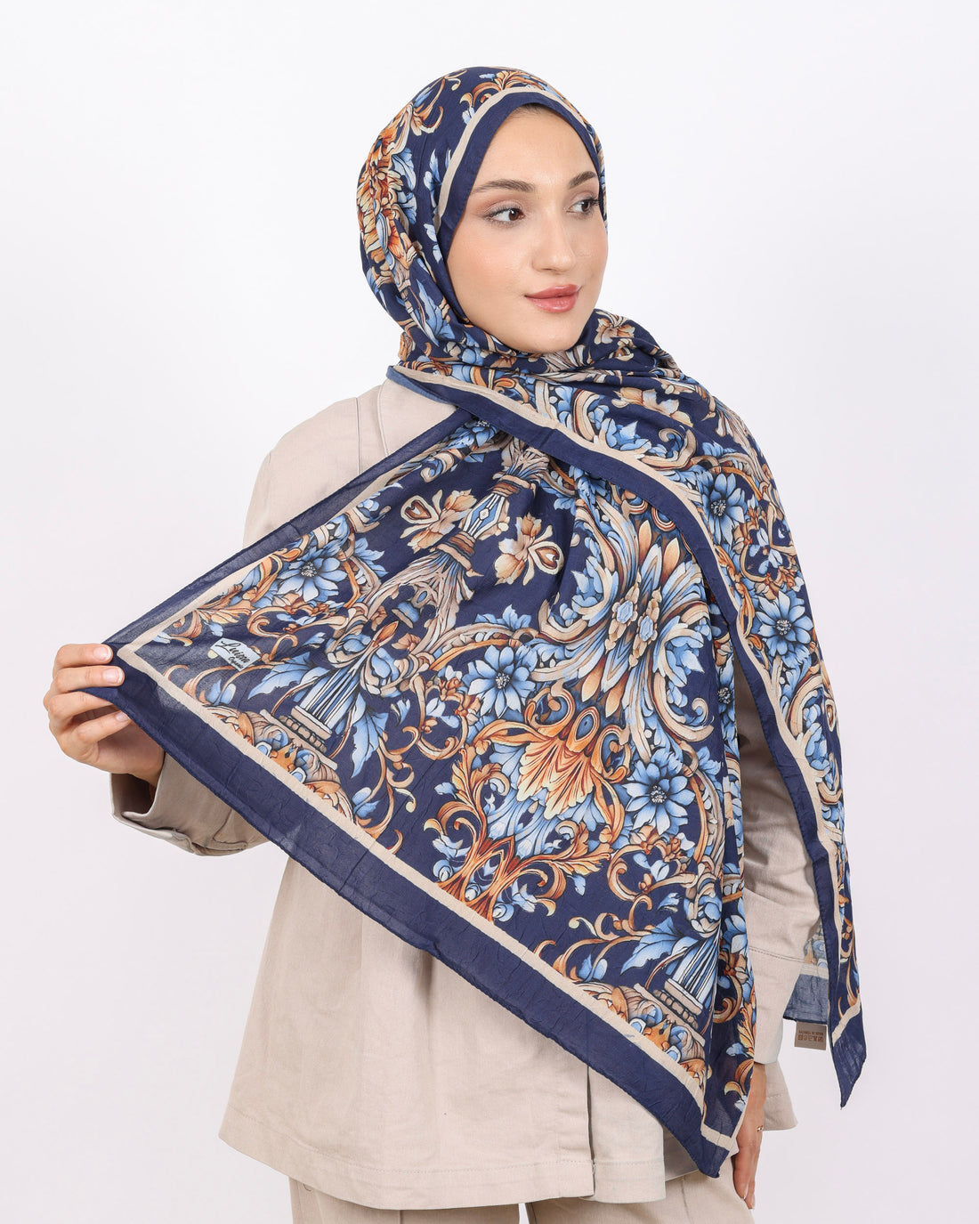 Soft Bambu Kraş Şal D040 Lacivert