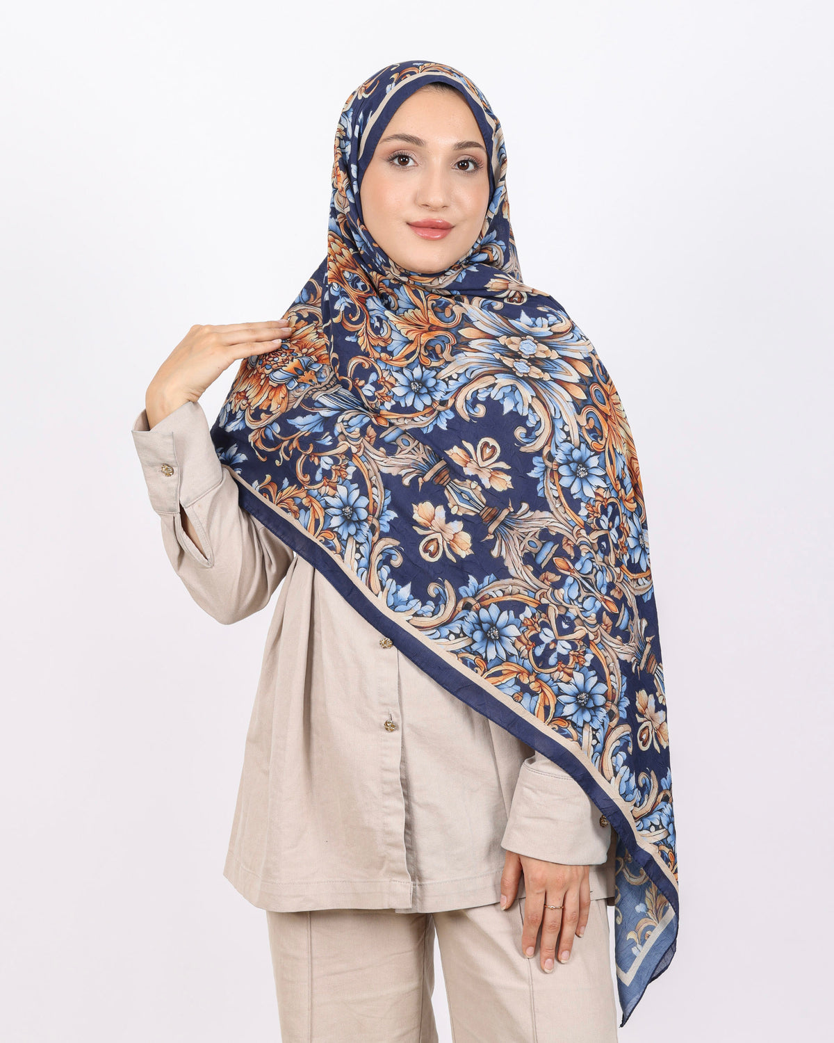 Soft Bambu Kraş Şal D040 Lacivert