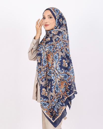 Soft Bambu Kraş Şal D040 Lacivert