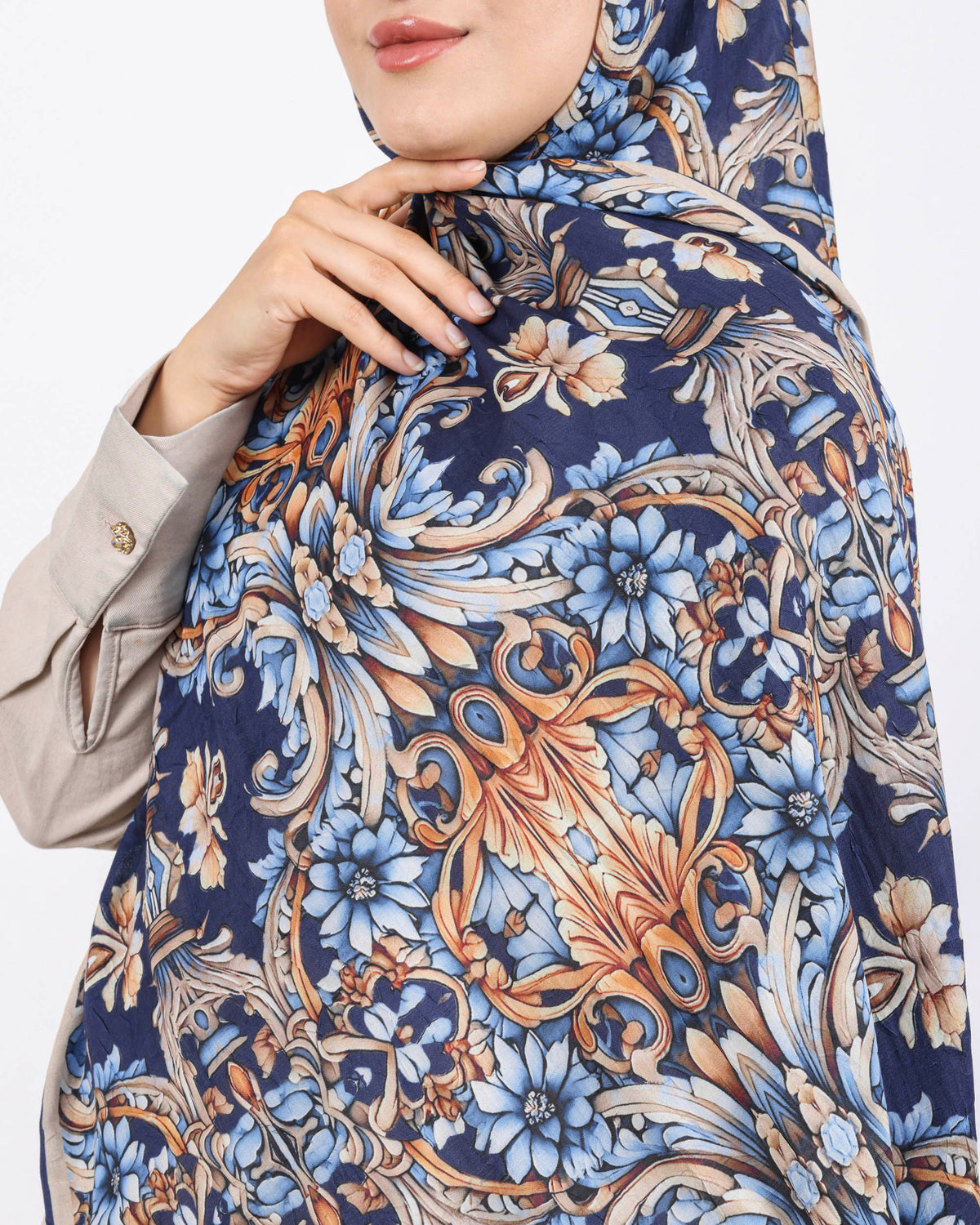 Soft Bambu Kraş Şal D040 Lacivert