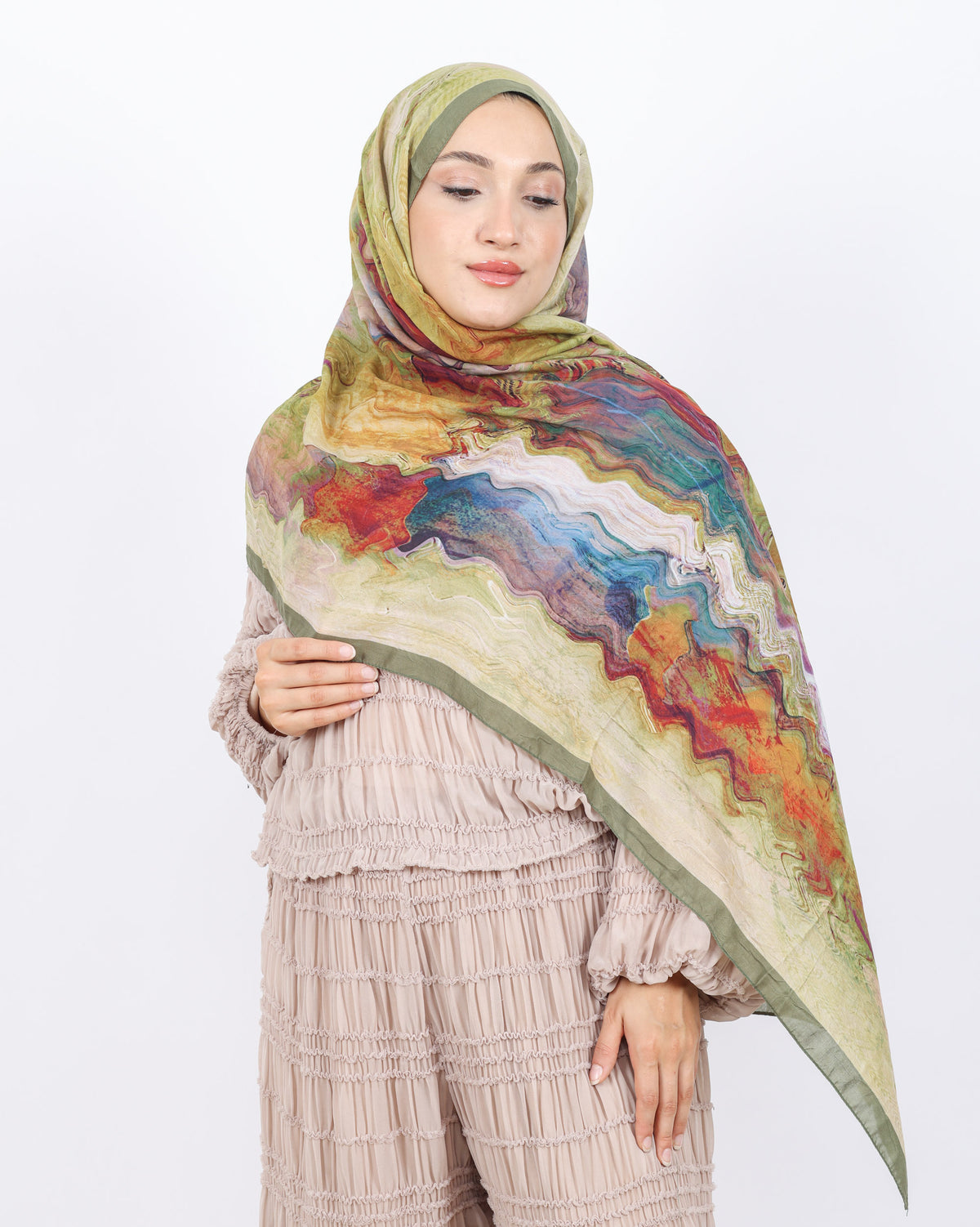 Soft Bambu Kraş Şal D045 Yeşil