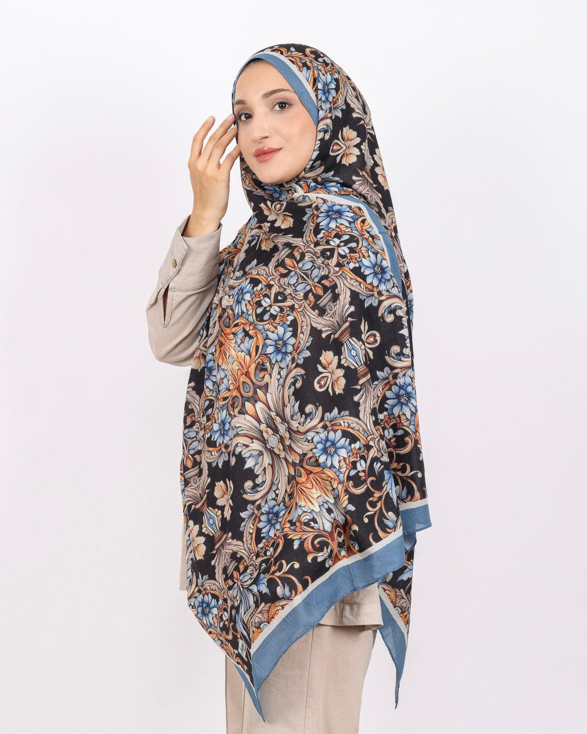 Soft Bambu Kraş Şal D040 İndigo-Mavi