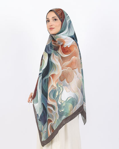 Soft Bambu Kraş Şal D052 Kahve-Yeşil
