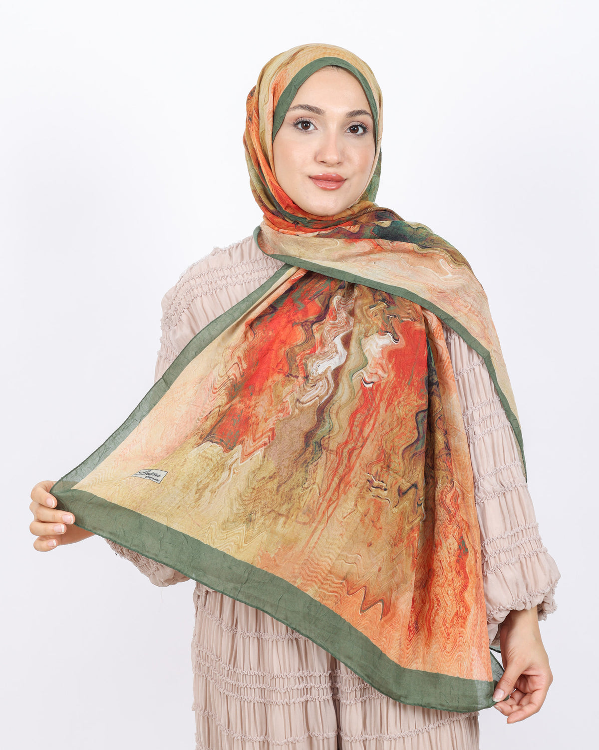 Soft Bambu Kraş Şal D045 Haki Yeşili