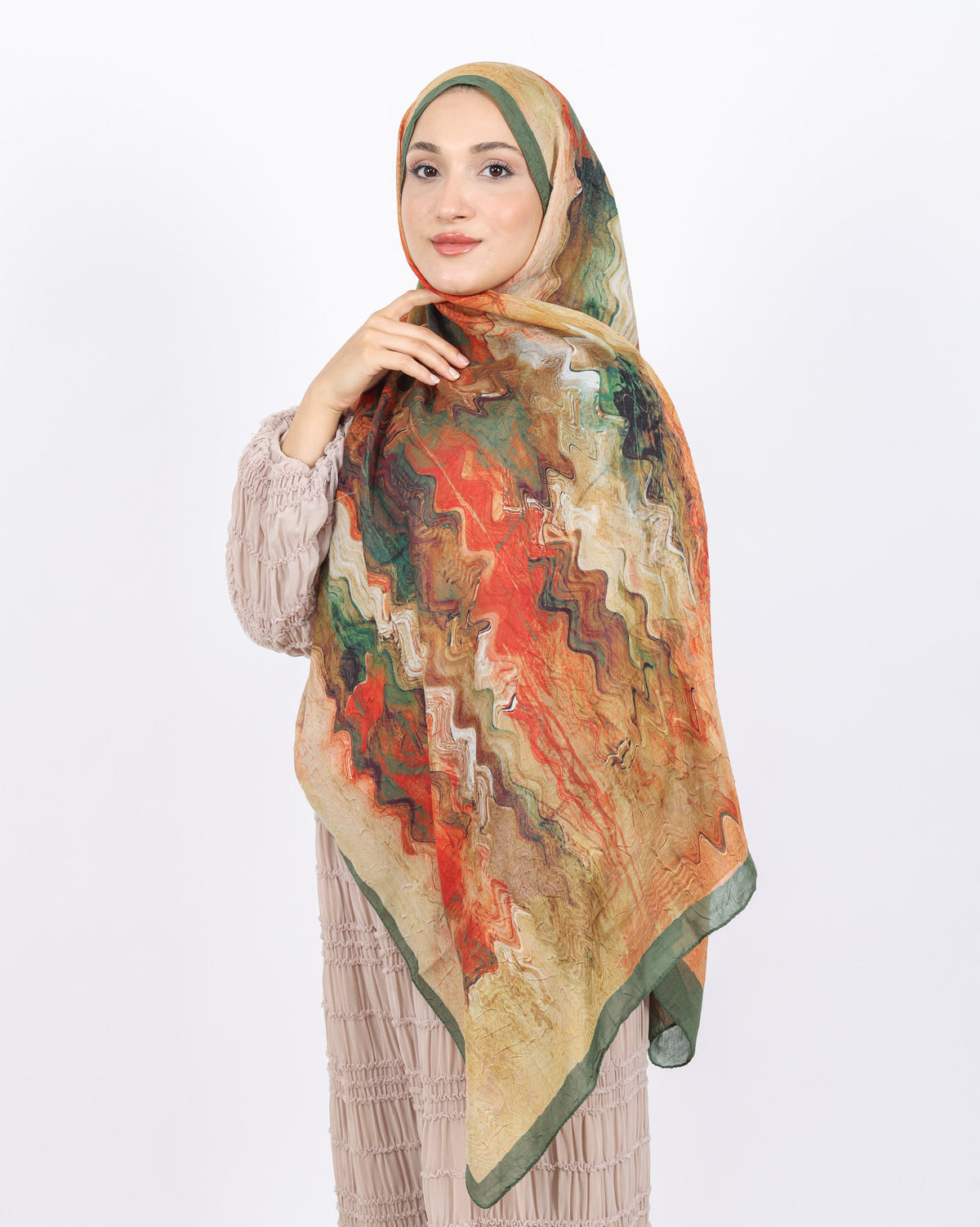 Soft Bambu Kraş Şal D045 Haki Yeşili