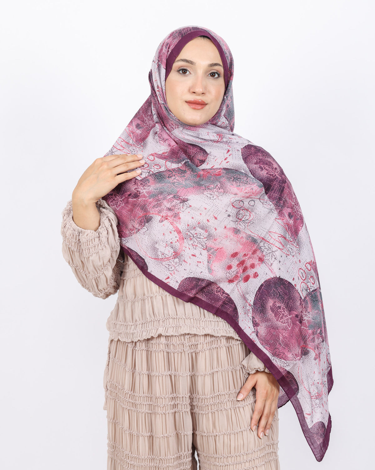 Soft Bambu Kraş Şal D046 Mürdüm