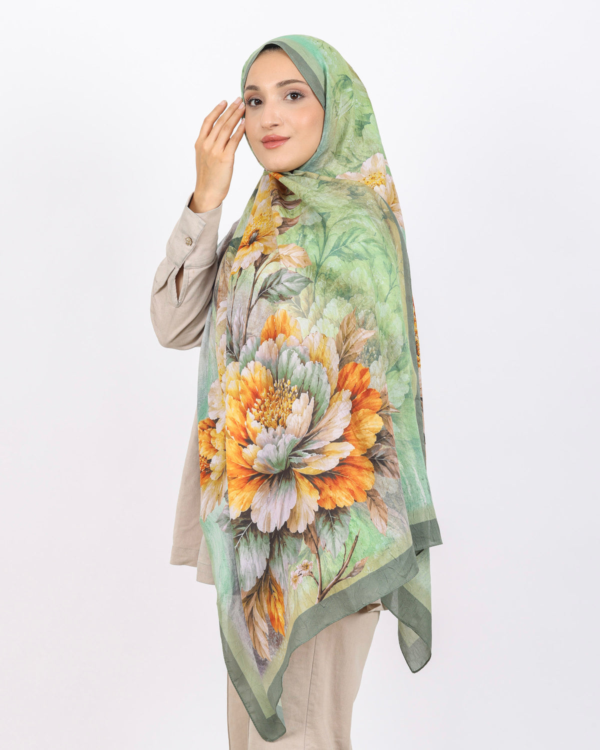 Soft Bambu Kraş Şal D041 Su Yeşili