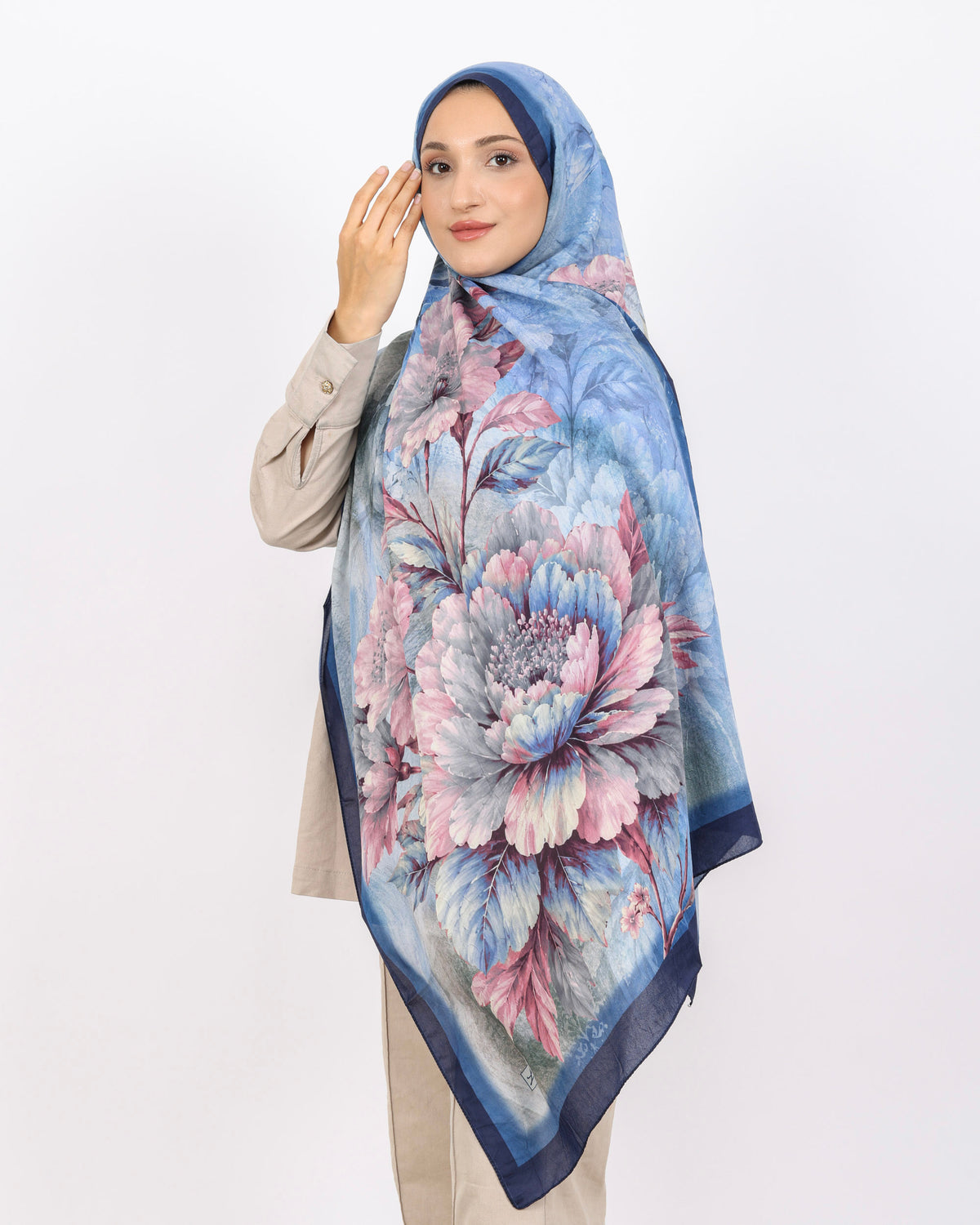 Soft Bambu Kraş Şal D041 Lacivert