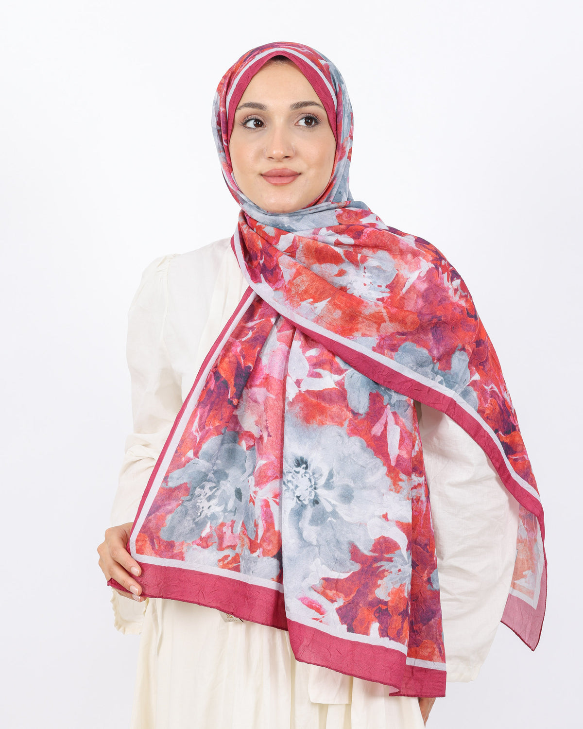 Soft Bambu Kraş Şal D053 Mürdüm-Beyaz