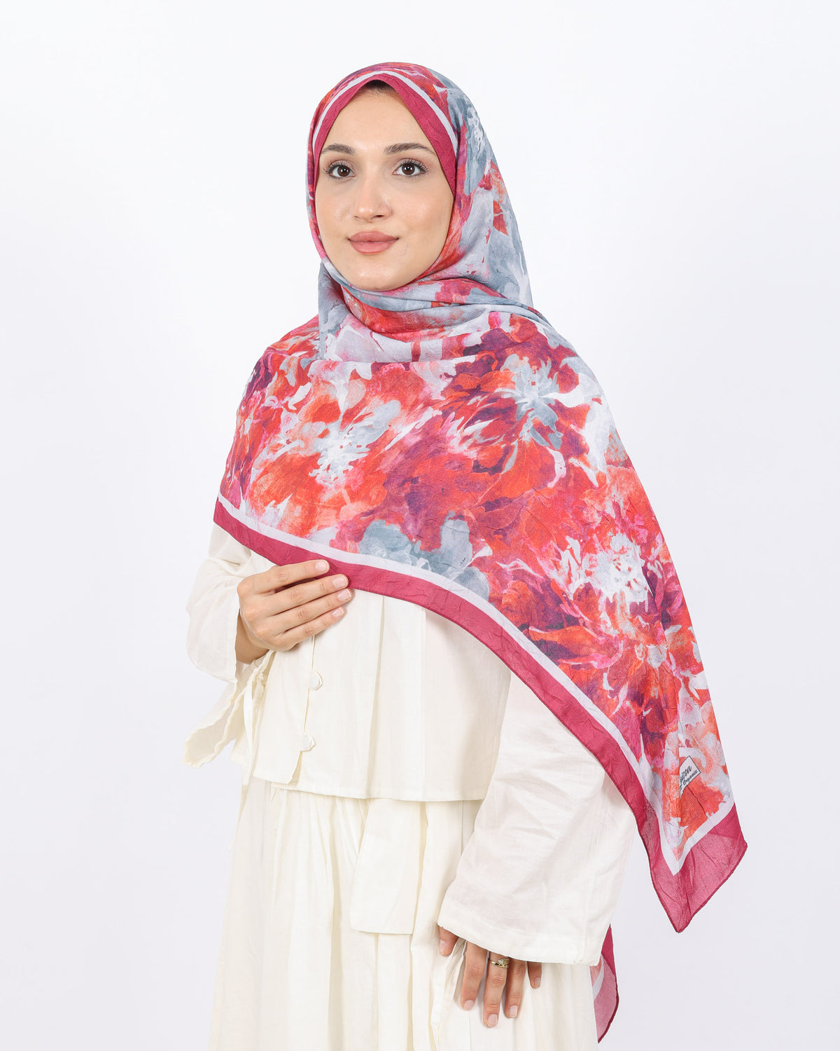 Soft Bambu Kraş Şal D053 Mürdüm-Beyaz
