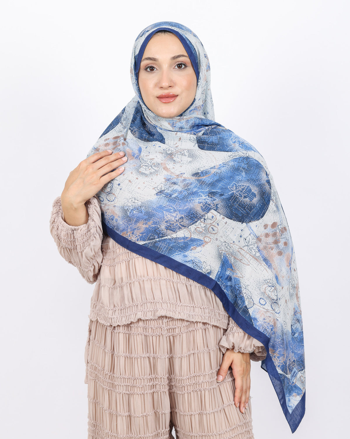 Soft Bambu Kraş Şal D046 Lacivert