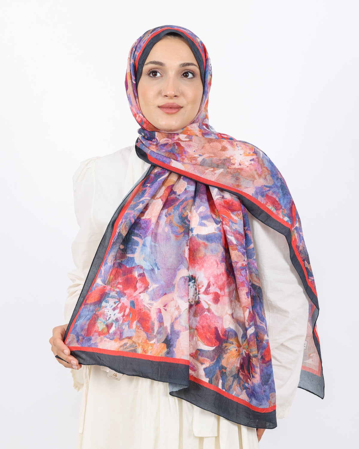 Soft Bambu Kraş Şal D053 Siyah-Kırmızı