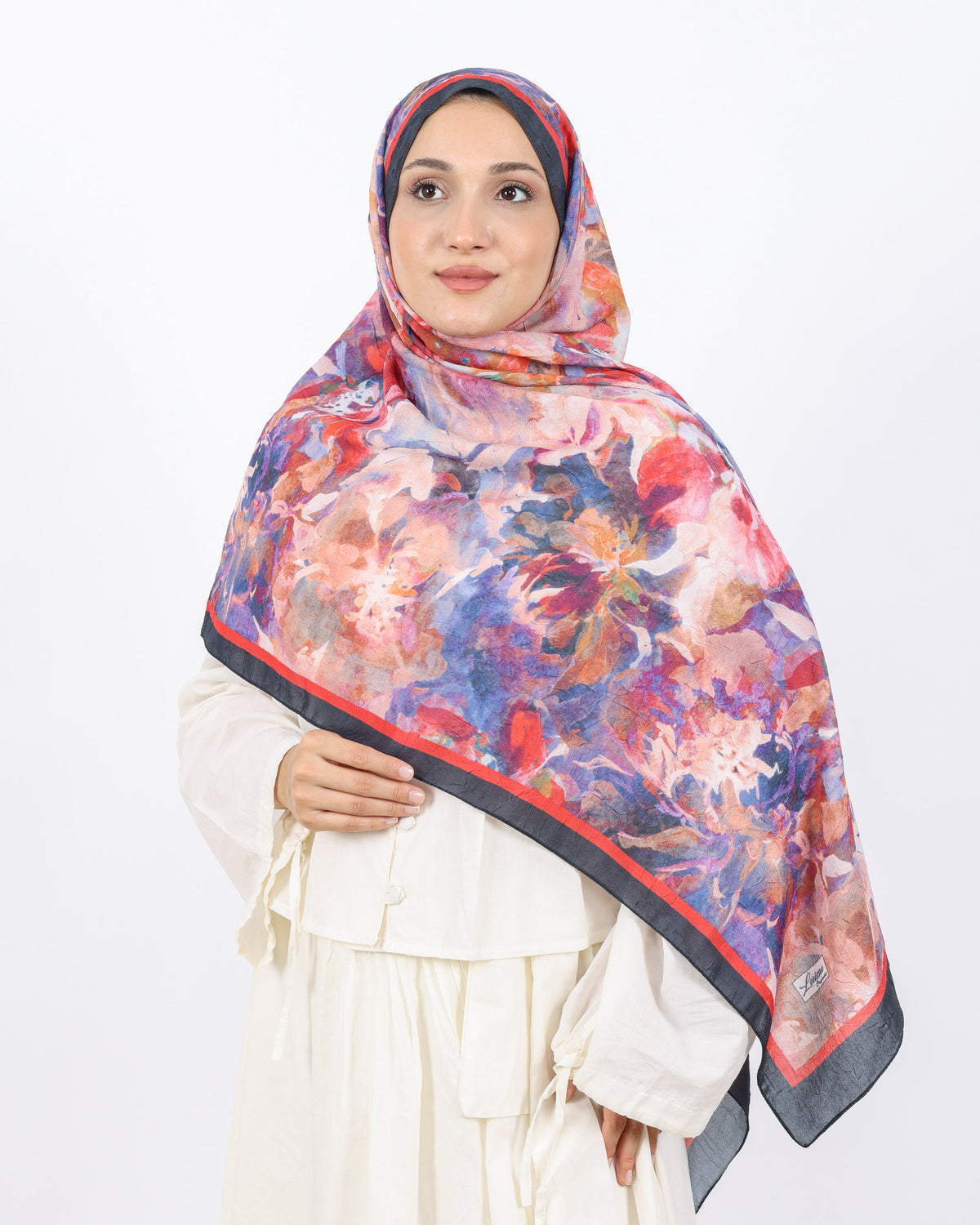 Soft Bambu Kraş Şal D053 Siyah-Kırmızı